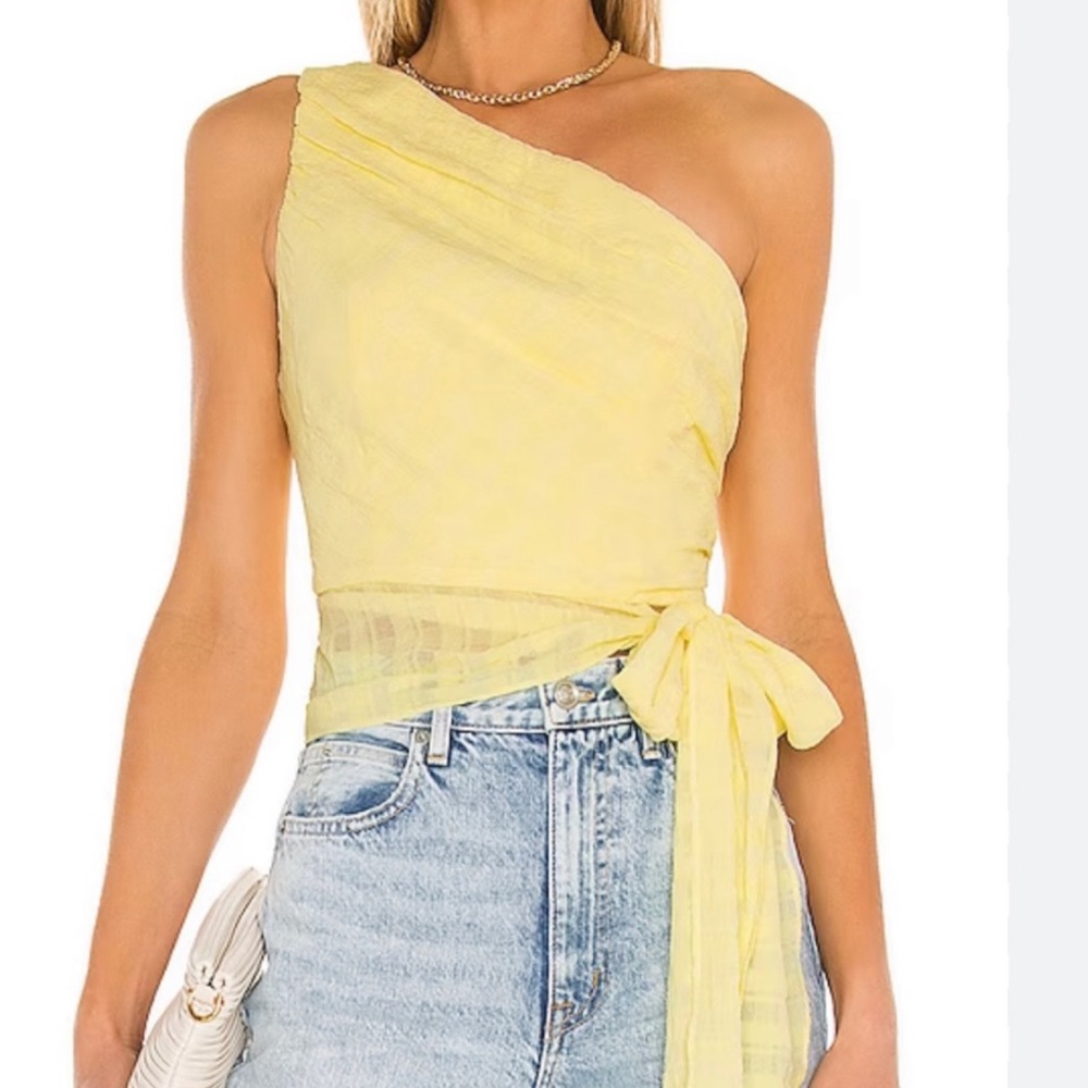 Amanda Uprichard yellow bexley one shoulder top M
